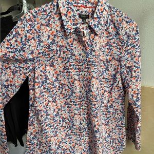 TALBOTS Flower Print Button Down Shirt NWT